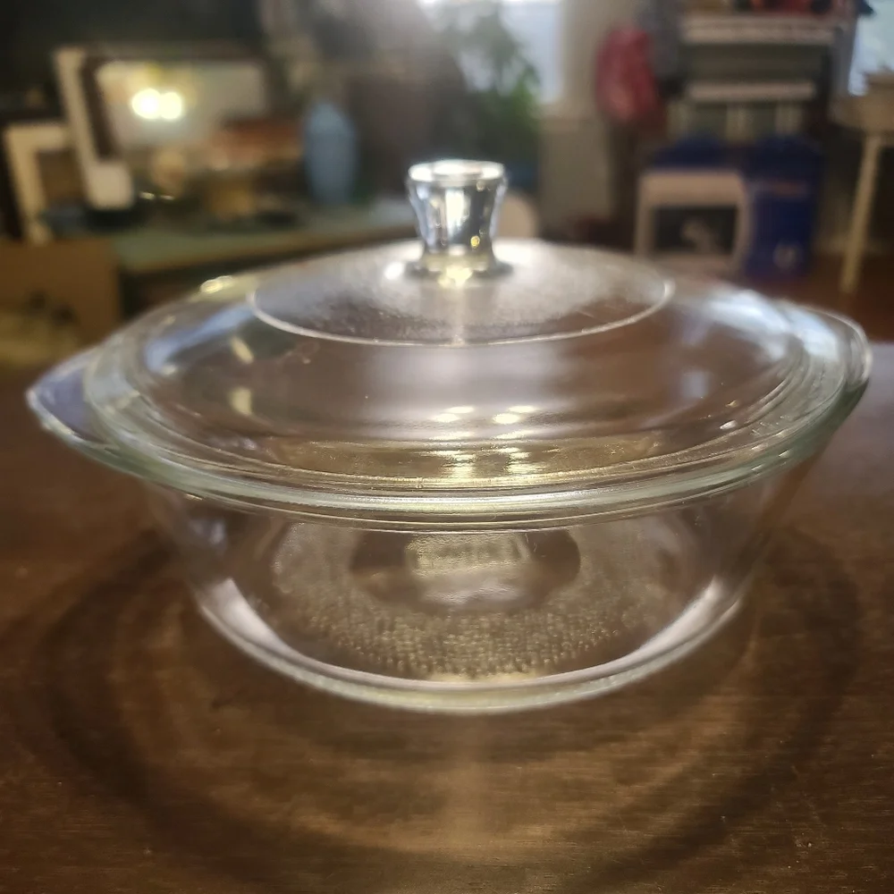 Vintage Glasbake Glass Casserole Ovenware Round Dish 7